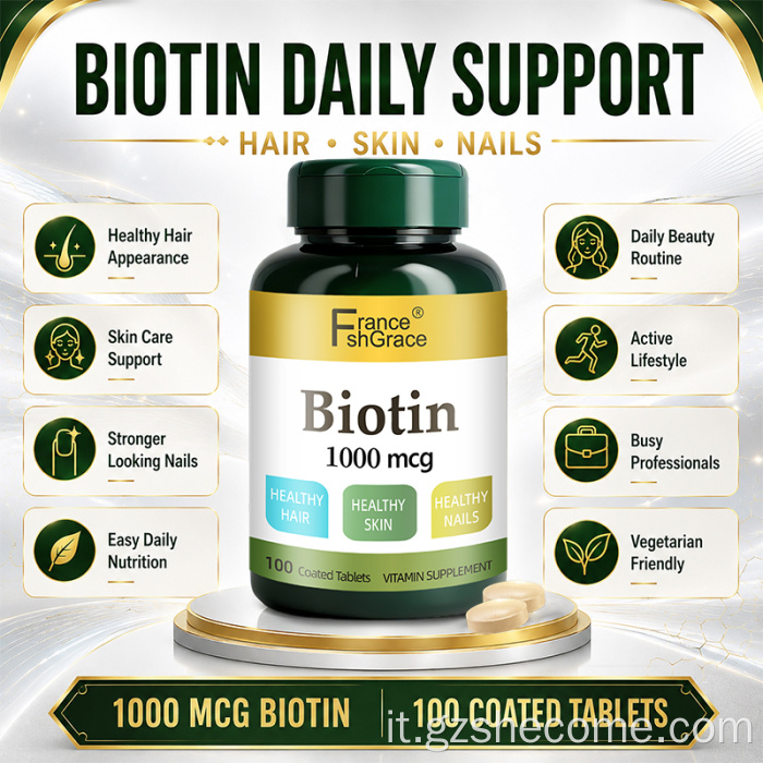 Shecome Biotina Compresse Capelli Pelle Unghie Supporto sanitario